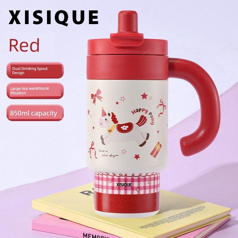 Large-Capacity Insulated Cup with Handle for Women, Stylish Ice Cup, Portable Car Coffee Cup, Outdoor Water Bottle, Tea Cup