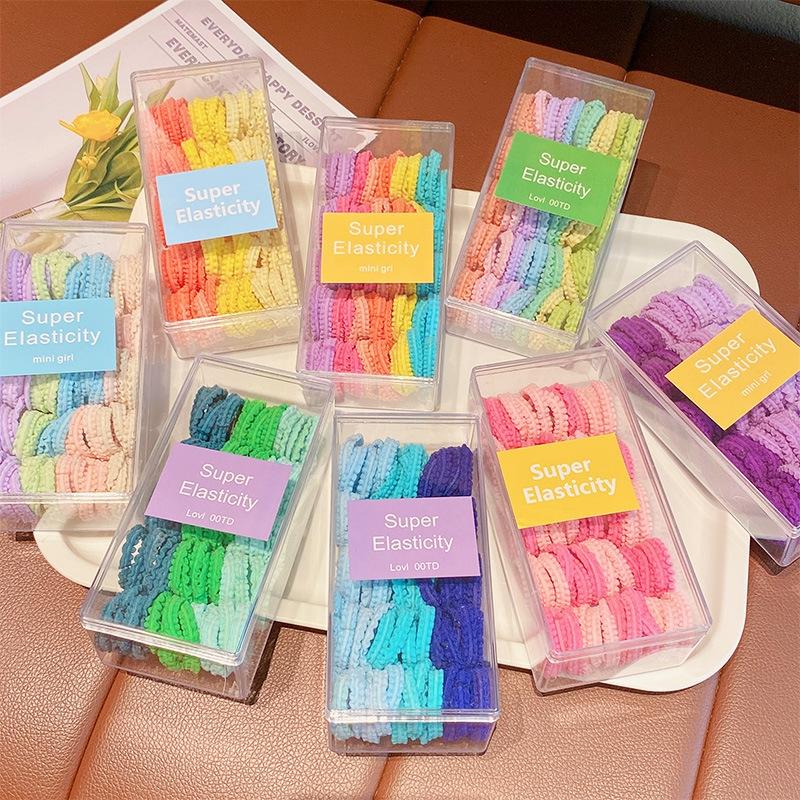 50pcs/box Candy Colored Hair Loop Children Not Harmful High Ponytail Headband Girls Elastic Rubber Band Hair Styling Accessories