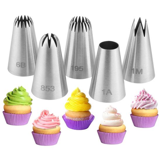 10Pcs Stainless Steel Piping Nozzles Set for Cakes Biscuits Decoration Large Reusable Nozzles for Piping Bags Artistic Cake Piping Tool