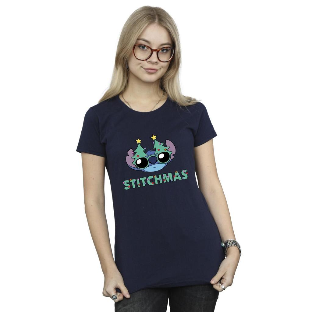 Disney Womens/Ladies Lilo & Stitch Stitchmas Glasses Cotton T-Shirt