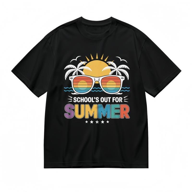 Men's Comfy Breathable Classic T-Shirt Colorful Letters Wave Pattern Holiday Tee