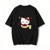 Летняя футболка с принтом Hello Kitty, короткий рукав, 100% хлопок, женская, для семейного образа, классическая модная футболка