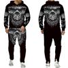Мужской спортивный костюм, осенне-зимняя толстовка с капюшоном + брюки, комплект из двух предметов, крутой 3D принт черепа, мужские модные толстовки, кофты, костюмы