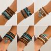 Многослойный браслет в этническом стиле с неровными деревянными бусинами и металлической бирюзой