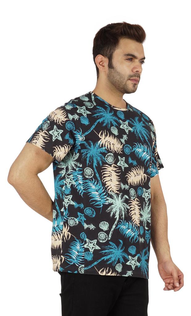 Inkmeso Printed Casual Short Sleeve T-shirt For Men  S Holiday Beach Wear Tee Cotton Jersey Tropical