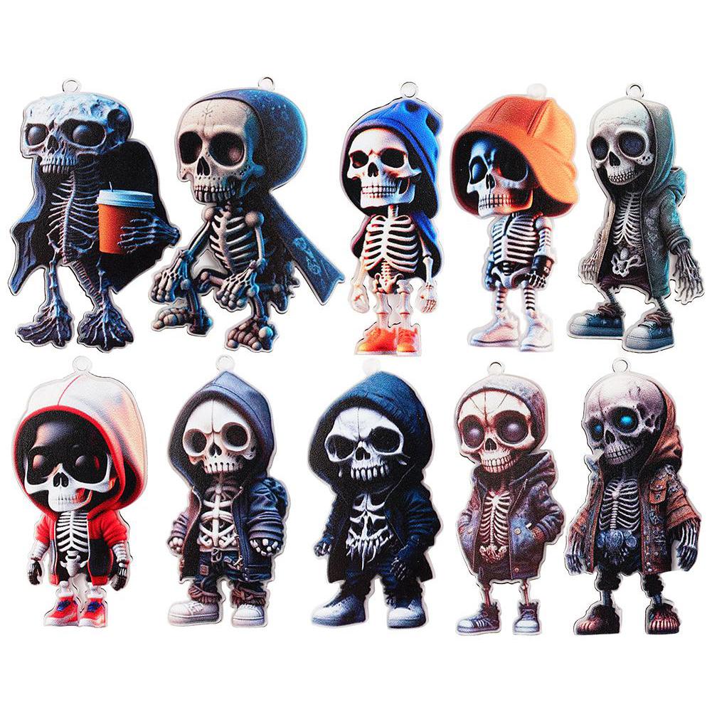 Скелет качающийся автомобильный подвесной орнамент 2D акриловый подвесной качели для заднего вида декор Хэллоуин украшения интерьера автомобиля доступ B0X6