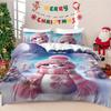 3 предмета Розовый Рождественский Снеговик Принт Бесчиповый Постельный Комплект, Мягкий Пододеяльник для Спальни, Общежития, Разные Размеры, Машинная Стирка