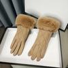 Plush  Gloves Suede Women Cycling Mittens Retro Winter Fleece-lined Gloves  Driving