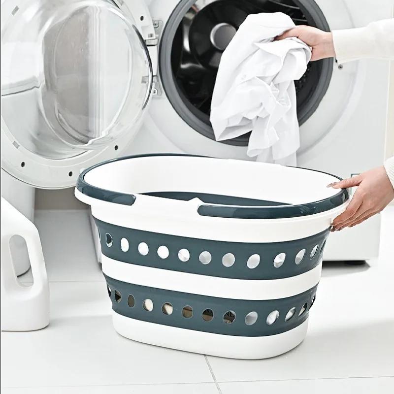 16L Space-saving Collapsible Laundry Basket Portable Plastic Storage Bin with Handles for Bathroom Laundry Room Organization