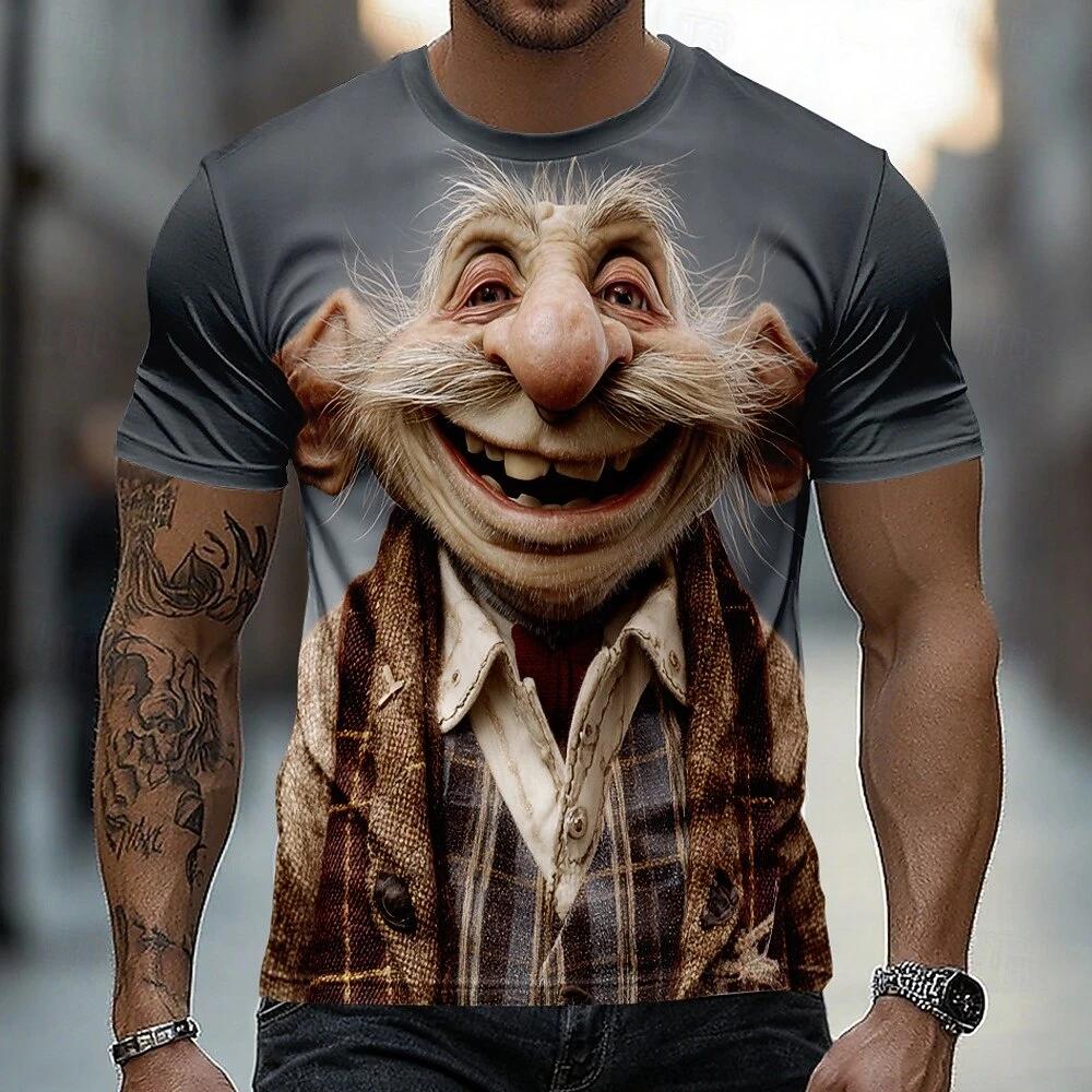 Funny Cartoon Character 3D Print Men's T Shirt Casual O-neck Loose Short Sleeve Tops Hip Hop Trend Street Tees Summer T-shirts