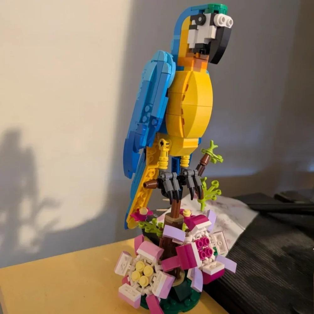 Модель конструктора в виде животного, набор игрушек для строительства экзотического попугая 3 в 1, может быть трансформирована в 3 различные фигурки животных