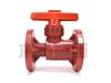 FRPP Red Plastic Corrosion-Resistant Ball Valve for Pharmaceutical and Chemical Use.