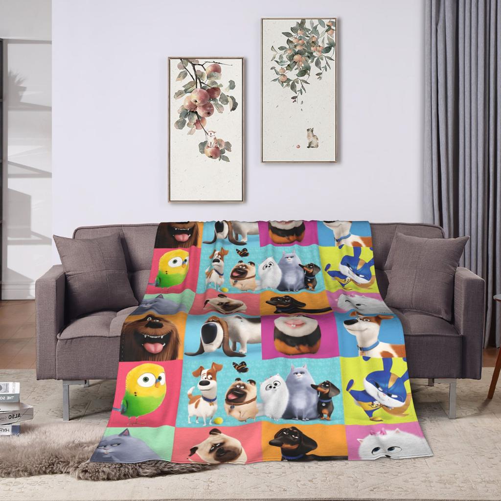 The Secret Life of Pets Flannel Blanket Warm Soft Throw Blanket for Home Decor Travel Funny Bedspread Sofa Bed Cover