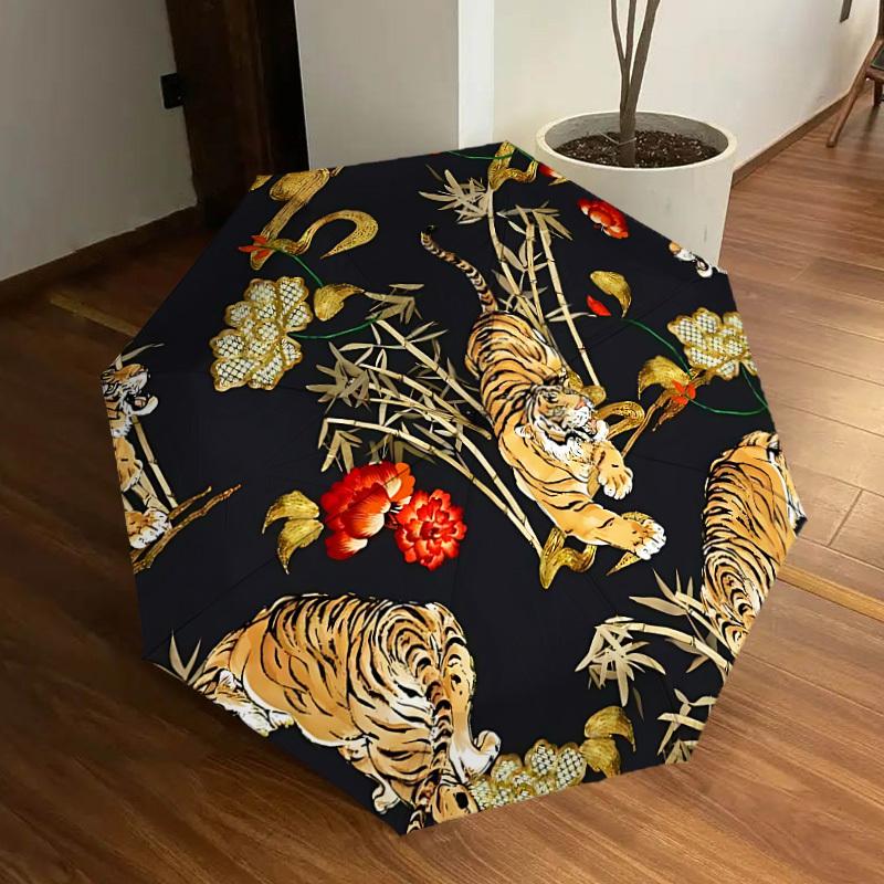 1pc Tiger Floral Pattern Automatic Open/Close Umbrella, Formal Events - Ideal Gift for Family or Friends, Outdoor Accessory yy251211208