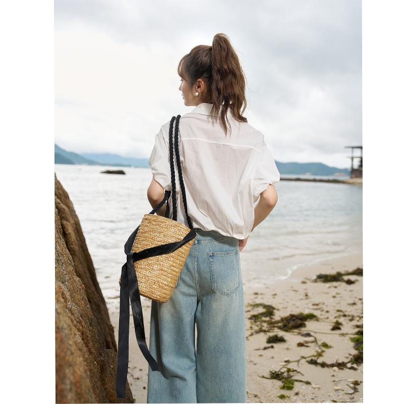 Mishow Женская рубашка, новинка 2023 года, летняя повседневная повседневная свободная нишевая рубашка с пышными рукавами, однотонная офисная женская одежда, топы MXC38C0073