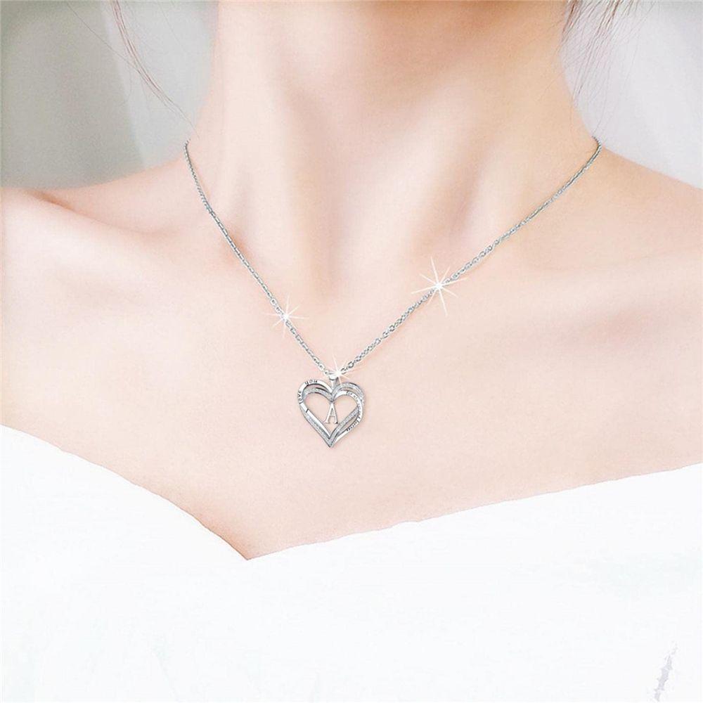 Dainty Initial Letters Necklace Heart Pendant Necklace Heart Necklace for Women Charm Necklace