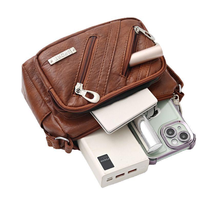 Маленькая квадратная сумка, многослойная женская сумка, ретро, большая вместимость, темперамент, простая сумка через плечо, повседневная сумка через плечо