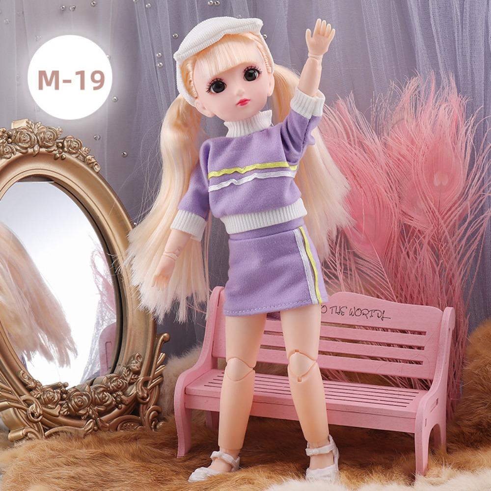 30cm BJD Doll 23 Moveable Joints Attractive Eyes Dress Up Anime Long Hair Toy