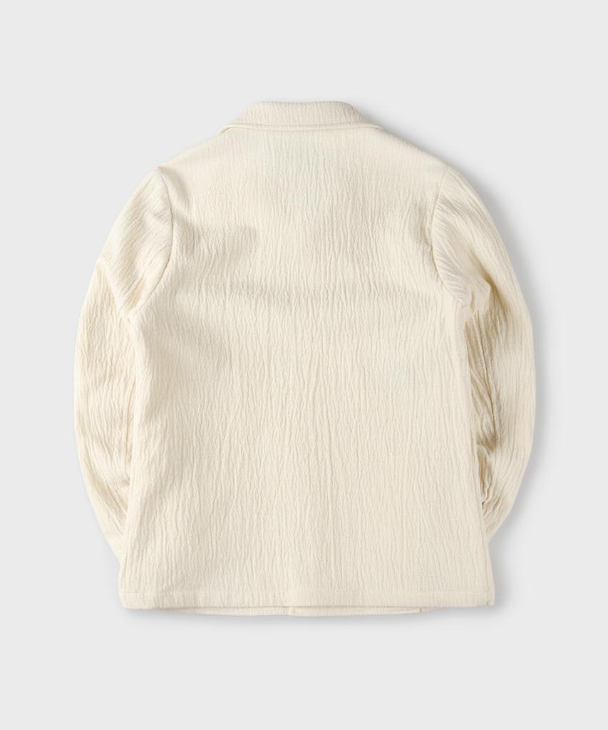 Panicale Ivory Wrinkle Herringbone Shirt Jacket