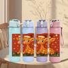 1PC Christmas Giraffe Cartoon 750ml Color Plastic Sports Water Bottle Leakproof Flip Straw Lid Suitable for Sports Office Home Use
