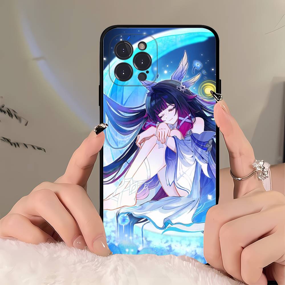 Чехол для телефона Genshin Impact Песня Вечного Моря Для iPhone 17 Air 16 15 14 Plus 13 12 Mini 11 Pro Max Черный Чехол
