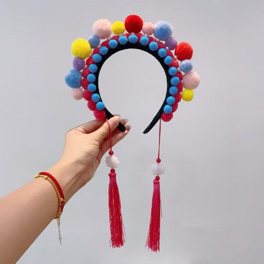 Tang Suit Hair Hoop Beijing Opera Headband Pearl Ancient Style Red Hairband Children
