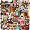 50 Retro European and American Object Stickers Personalized Decorative Guitar Notebook Suitcase DIY Waterproof Stickers