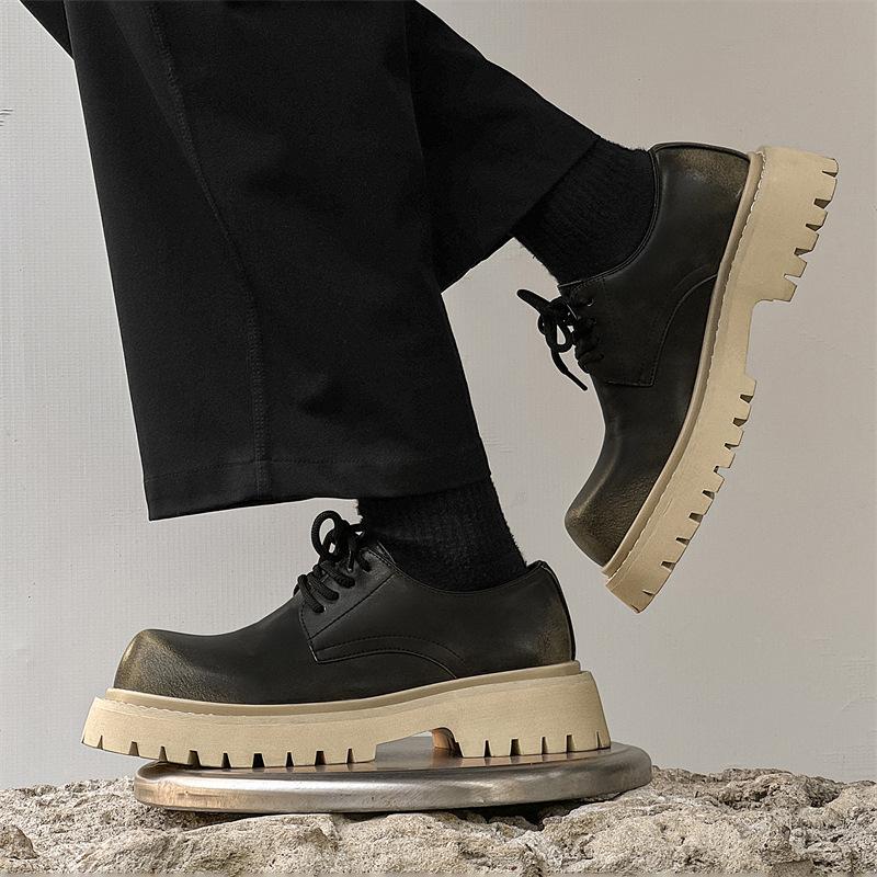 Туфли дерби 2024 новые туфли с большой головой Микки, деловые повседневные туфли на платформе с круглым носком из кожи 5740-J