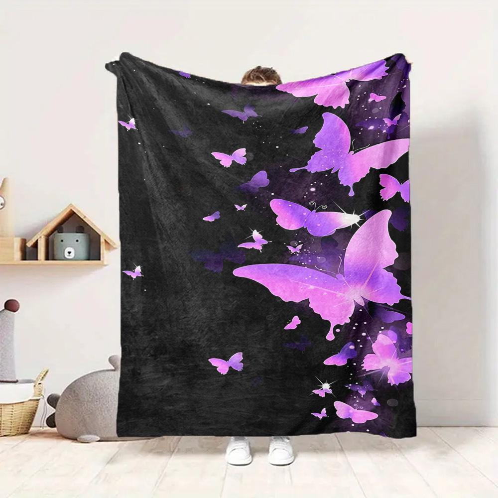 Purple Butterflies Flannel Blanket Throw Blanket Soft Warm Sofa Bed Camping Car home Decor Unique Christmas Gift C9302528