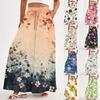 Женские свободные повседневные брюки с бохо-цветочным принтом, струящиеся брюки с высокой талией и сумкой