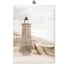 Beige Flower Palm Leaf Beach Lighthouse Wall Art Canvas Painting Nordic Posters And Prints Wall Pictures For Living Room Decor
