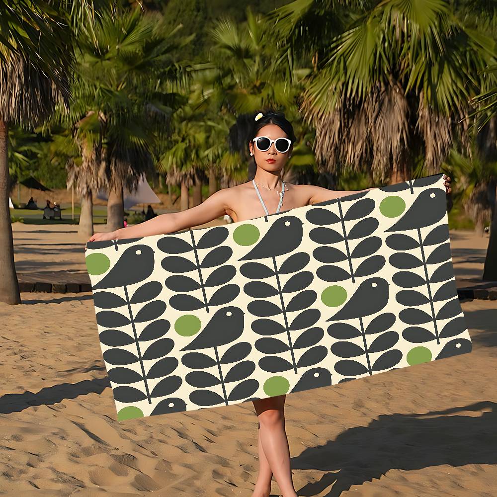 Orla Kiely Leaf Flower Big Microfiber Beach Towels Quick Dry Towel Sand Beach Towels Pool Towel for Travel Swim Pool Yoga