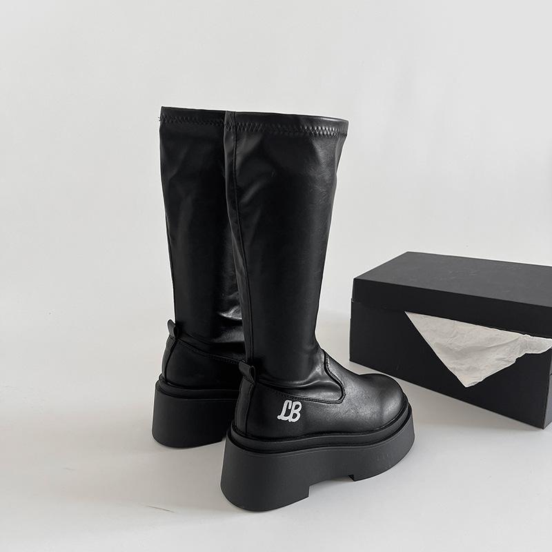 Модные осенне-зимние женские ботфорты до колена, модные, удобные, из мягкой кожи, на платформе и каблуке, длинные ботильоны, трендовые женские сапоги