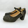 Girls Mary Jane Glitter Dress Shoes High Heel Platform Strap Buckle Women Princess Wedding Party Pumps Bling Golden Silver