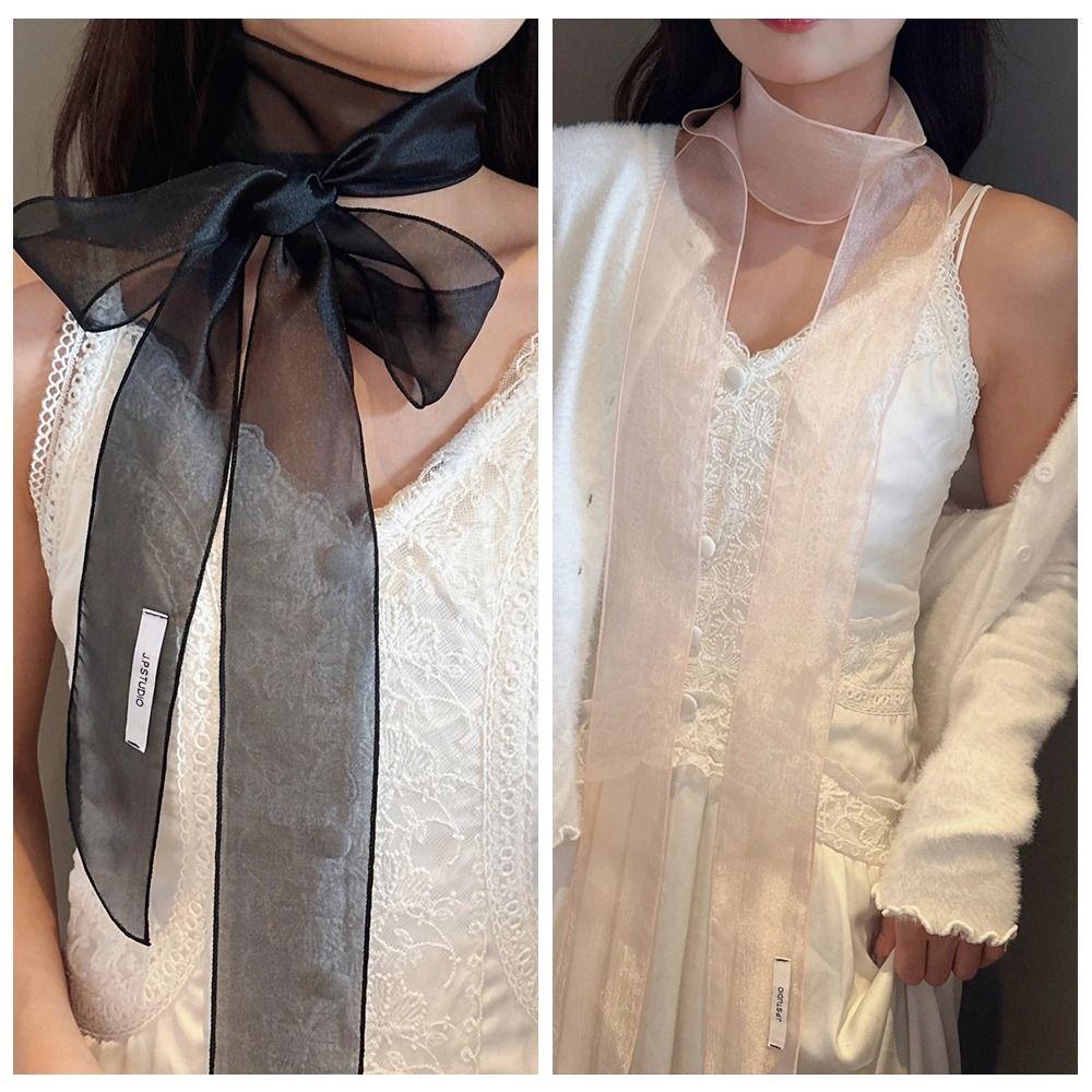 Silk Material Silk Scarf Thin Long Narrow Scarf Fashion Decorative Scarf  Women