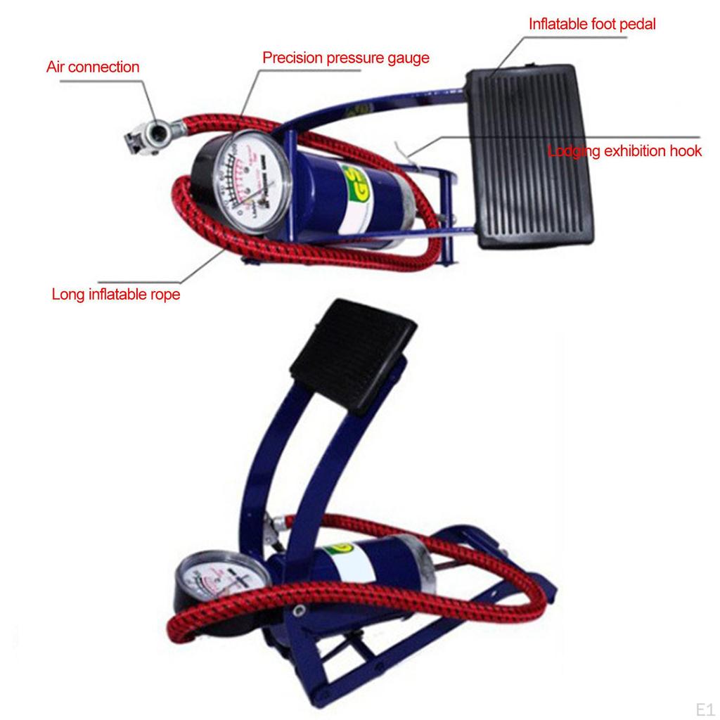 Portable Air Pump Inflator with Pressure High Bike Floor Foot for Bicycle, Motorbike,