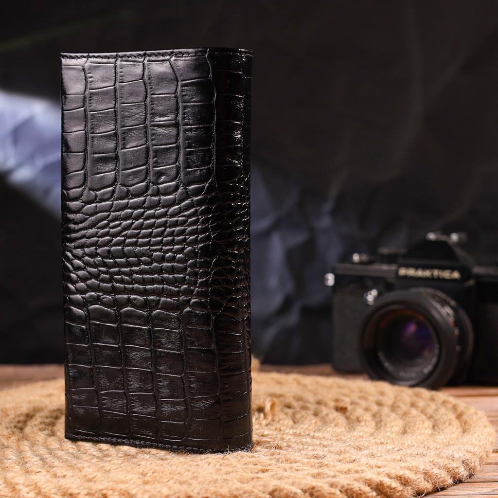 Женский кошелек с монетницей из натуральной фактурной кожи CANPELLINI Wallet 21525 Черный