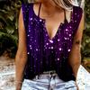 Women Tanks Sexy V Neck Sleeveless Summer Tops Vest 3D Glowing Stars Print Cool Lightweight Tops