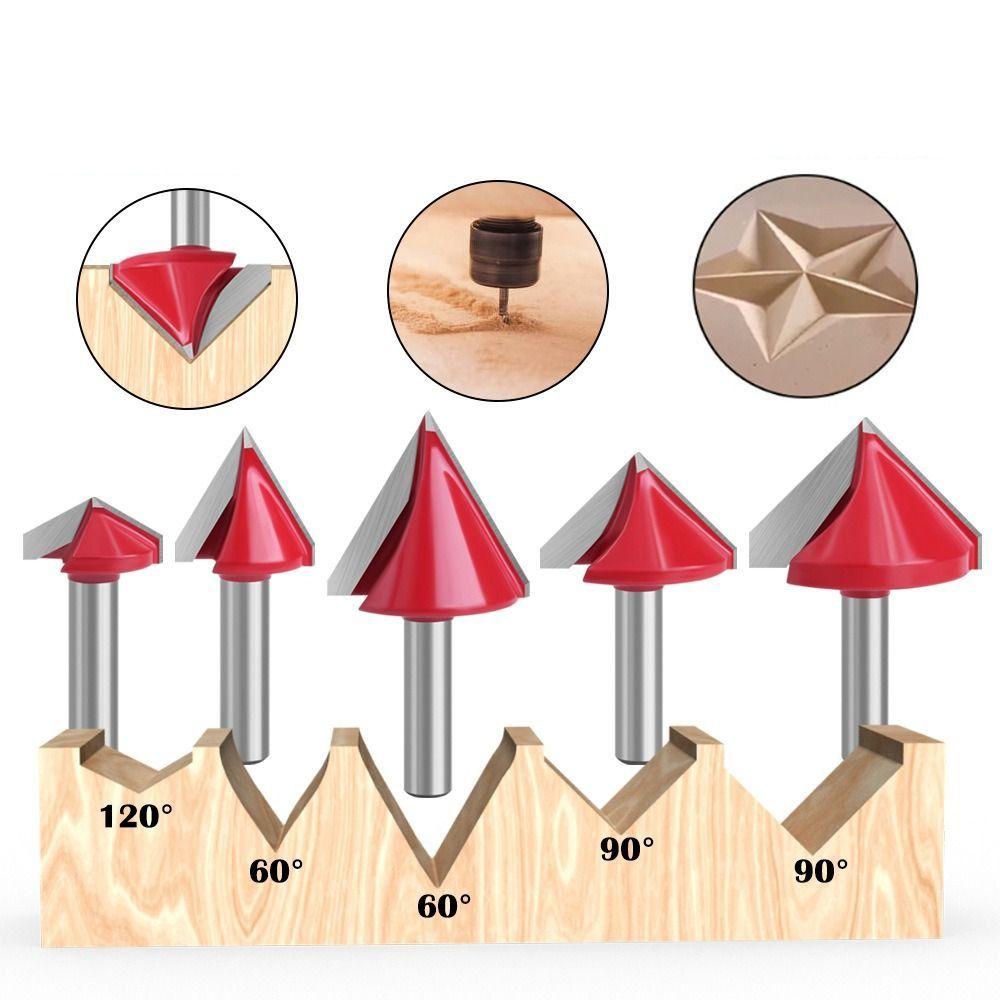 Professional Shank Router Bits Solid Milling Cutter V Type 90 Degree Router Bits  Hand Tool