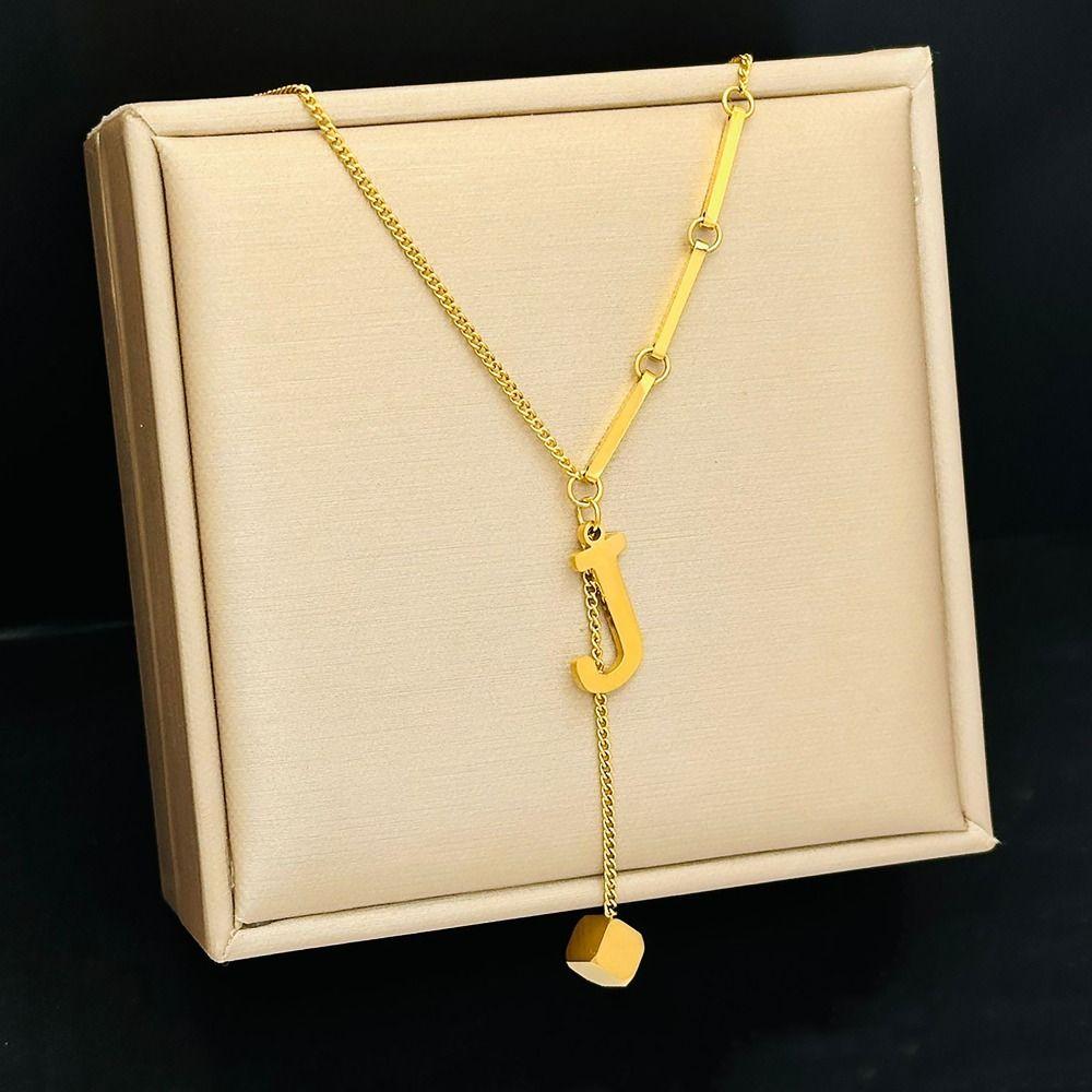 All-match Letter Necklace Cube Pendant Jewelry Accessories Luxurious Fashion Chain Mother's Day