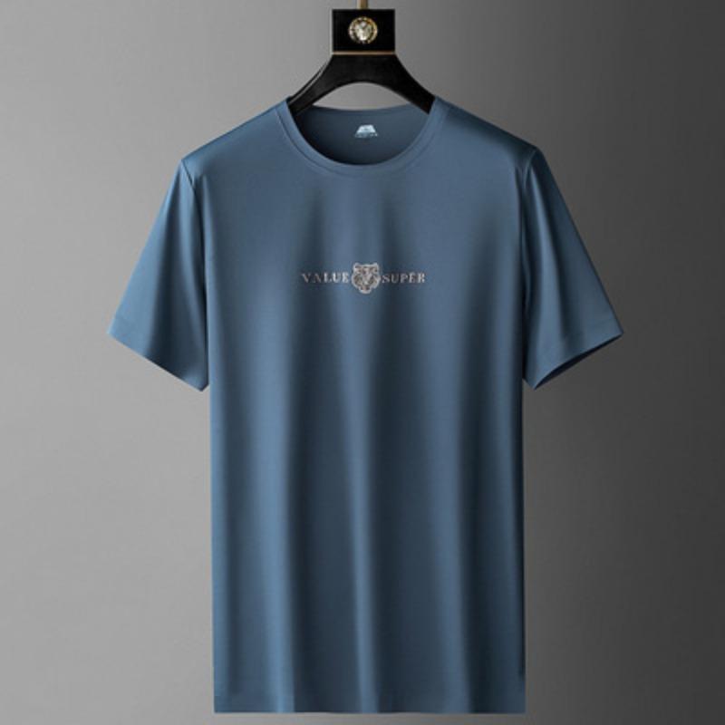 Men's Short-sleeved Young and Middle-aged Men's New Summer Fashion Casual Ice Silk Short-sleeved T-shirts