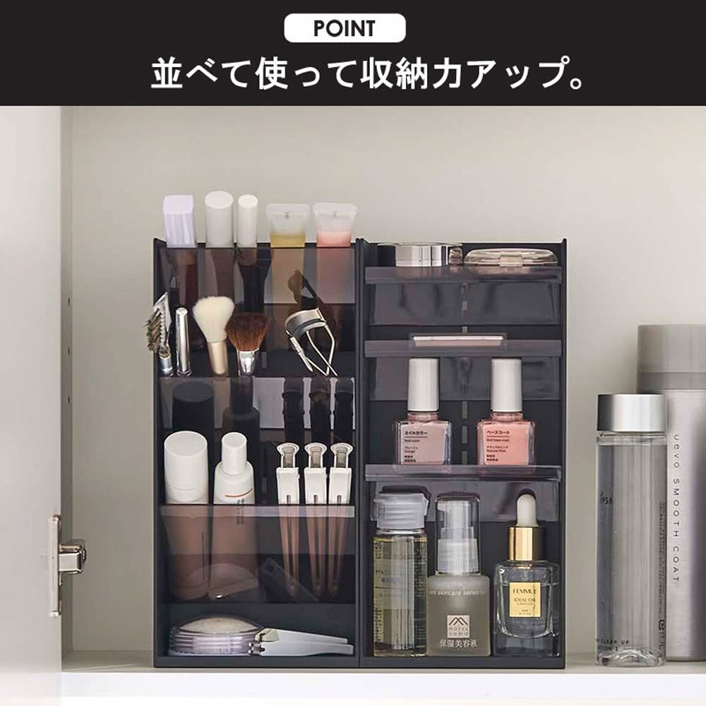 Yamazaki Косметический футляр для хранения Jitsugyo, косметический 3D-футляр для хранения, набор из 2 предметов, 4 яруса, белый 5601 5603