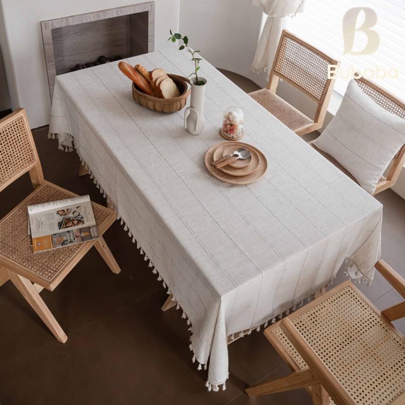 Luxury Solid Color Tablecloth With Tassels Home Decor Dustproof Rectangular Dining Table Coffee