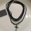 Punk Black Cross Star Pendant Chain Necklace Goth Vintage Red Butterfly PU Choker Men Women Hip Hop Rock Y2K Grunge Accessories