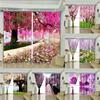 Nature Scenery Pink Cherry Flower Tree Garden Window Curtains For Living Room Kids Bedroom Bathroom Kicthen Door Home Decor