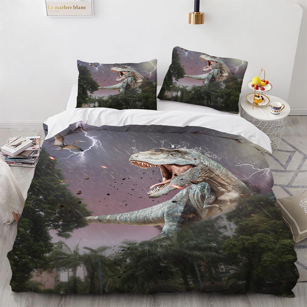 3D Dinosaur Bedding Sets Jurassic World Polyester Duvet Cover Sets Unique Dinosaur Bedding For Kids Adults Full King Twin Size