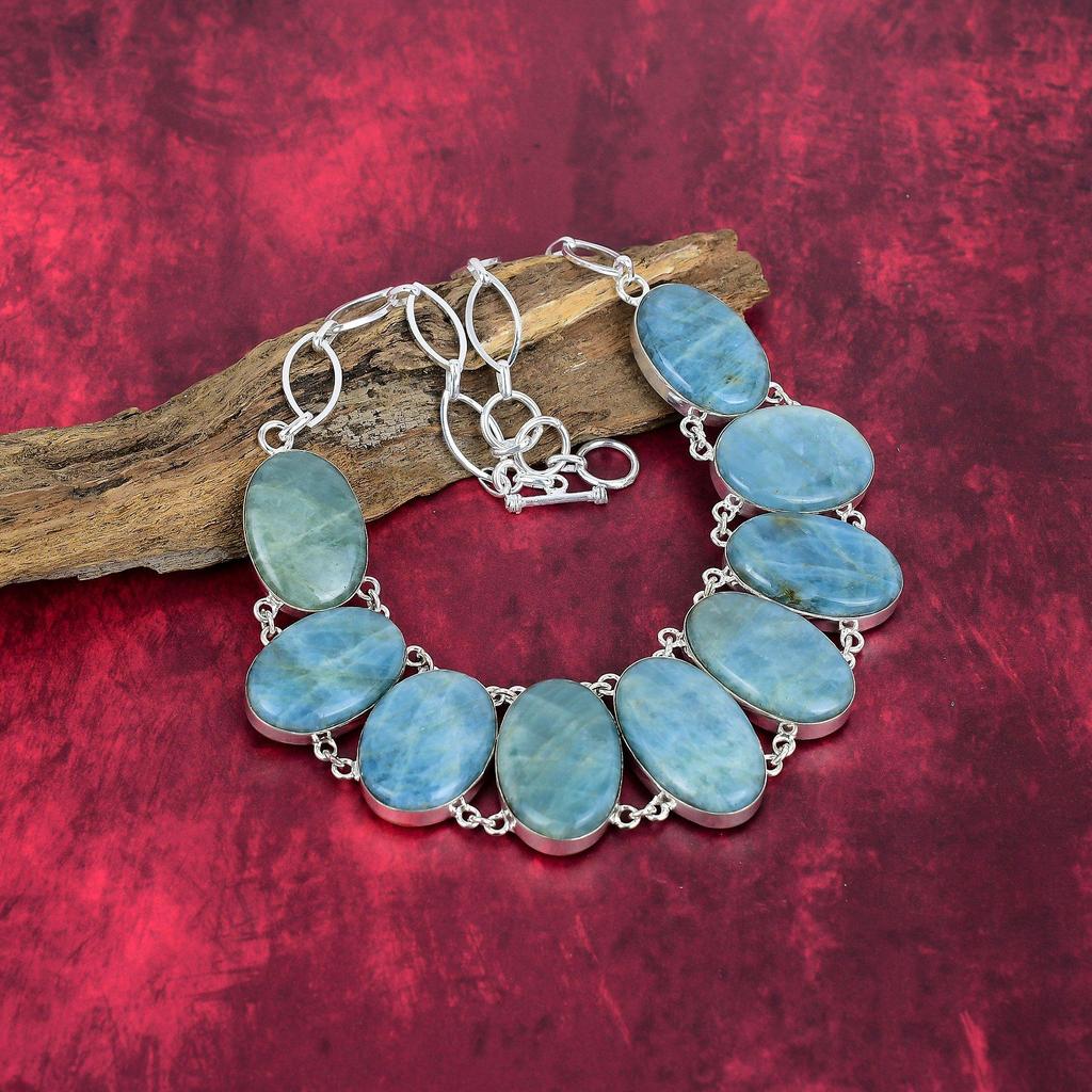 Ювелирные изделия из натурального драгоценного камня аквамарин, браслет и ожерелье из цельного серебра 925 пробы, ювелирные изделия ручной работы, уникальный комплект ювелирных изделий в подарок маме