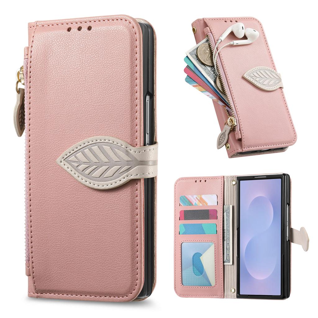 Fashion Zipper Flip Cards Solt Wallet Leather Case for Samsung Galaxy Z Fold 8 Ultra Shockproof Comfortable Grip Stand Cover