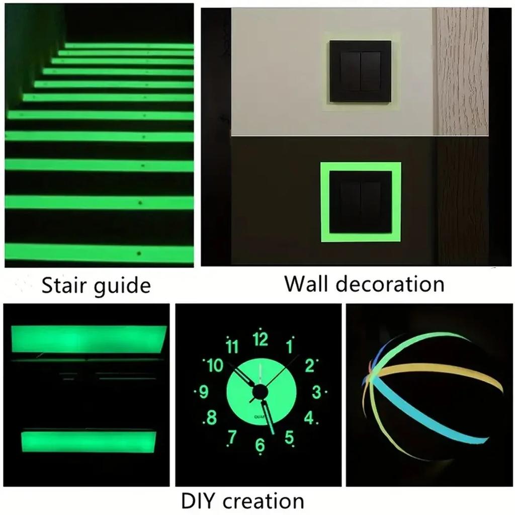 1 рулон 1,5 см x 3 м флуоресцентной самоклеящейся ленты, светящейся в темноте, для украшения сцены, предупреждения о выходе, светящиеся в темноте наклейки