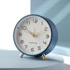 Mute Frosted Metal Clock Round Table Clock Battery Operated Nordic Alarm Clock  Bedroom